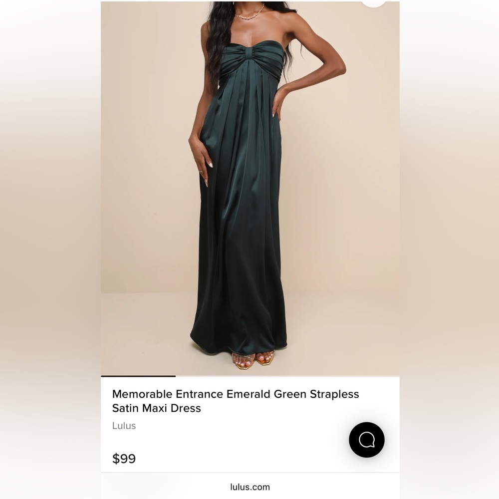 Lulus Memorable Entrance Emerald Green Strapless Satin Maxi Dress